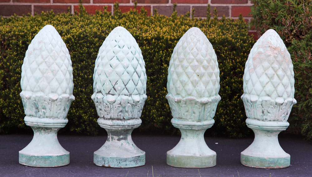 Appraisal: - Lot of Pineapple finials Cement Lot of four pineapple