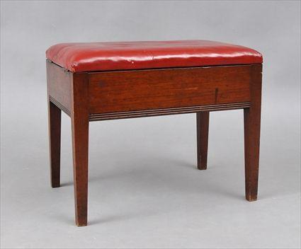 Appraisal: GEORGE PROVINCIAL METAMORPHIC LIBRARY BENCH The rectangular leather-upholstered top opening