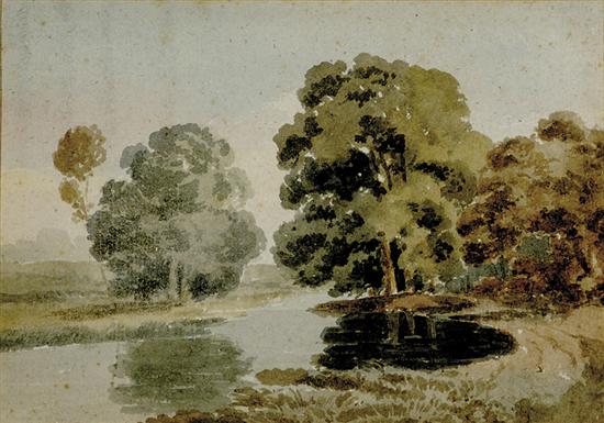 Appraisal: British school th century THE RIVER BENDwatercolor framed unsignedsight size