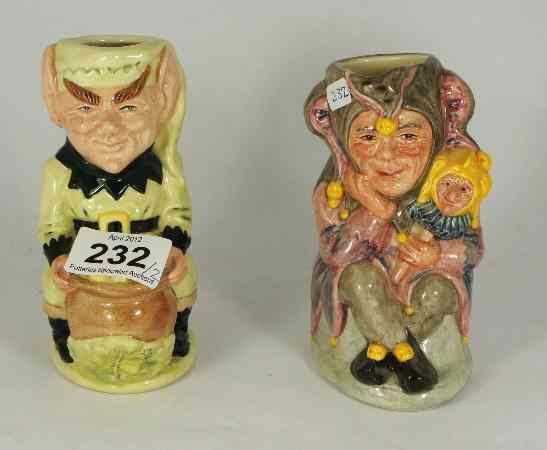 Appraisal: Royal Doulton Small Toby Jugs Jester D and Leprechaun D