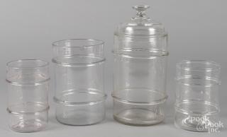 Appraisal: Four blown glass canisters th c tallest - ''