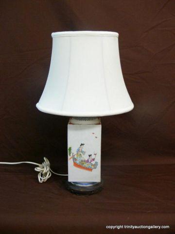 Appraisal: 's Handmade Clay Pottery Asian Table Lamp hand formed scrolled