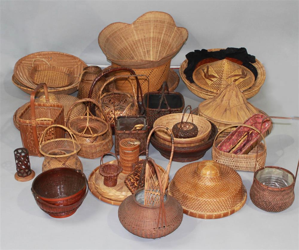 Appraisal: A VAST COLLECTION OF MOSTLY JAPANESE RATTAN AND BASKETRY including