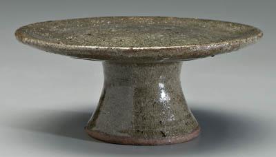 Appraisal: B B Craig stoneware cake stand pedestal base alkaline glaze