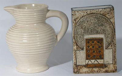 Appraisal: A Troika Pottery Slab vase by Penny Black modelled in