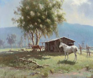 Appraisal: OLAF WIEGHORST - Valley Ranch oil on canvas x inches