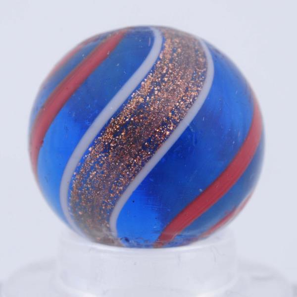 Appraisal: Blue Base Red Banded Lutz Marble Blue transparent base with