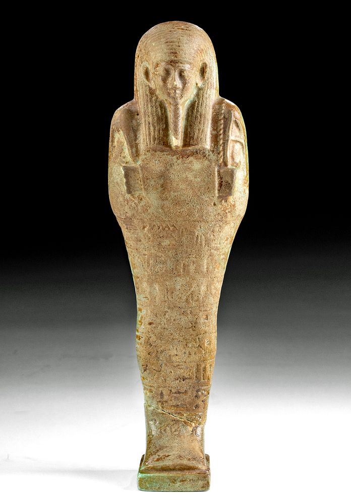 Appraisal: Tall Egyptian Faience Ushabti for Esemkhebe Egypt Late Dynastic Period