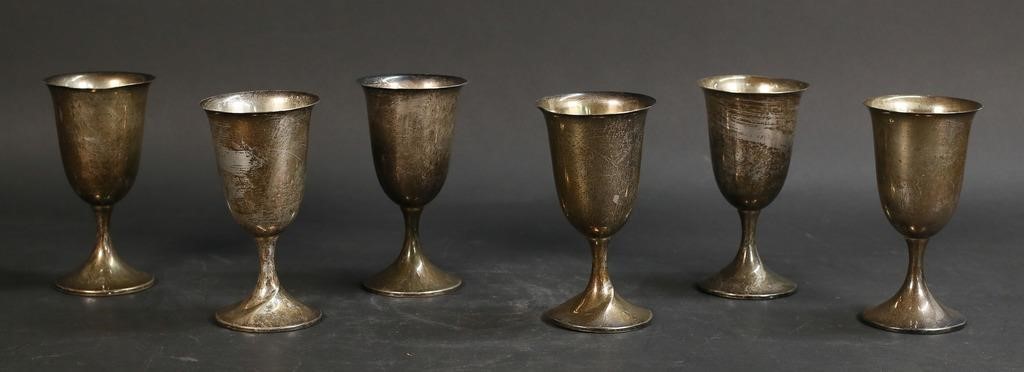 Appraisal: Set of sterling silver wine goblets Each marked Crown sterling