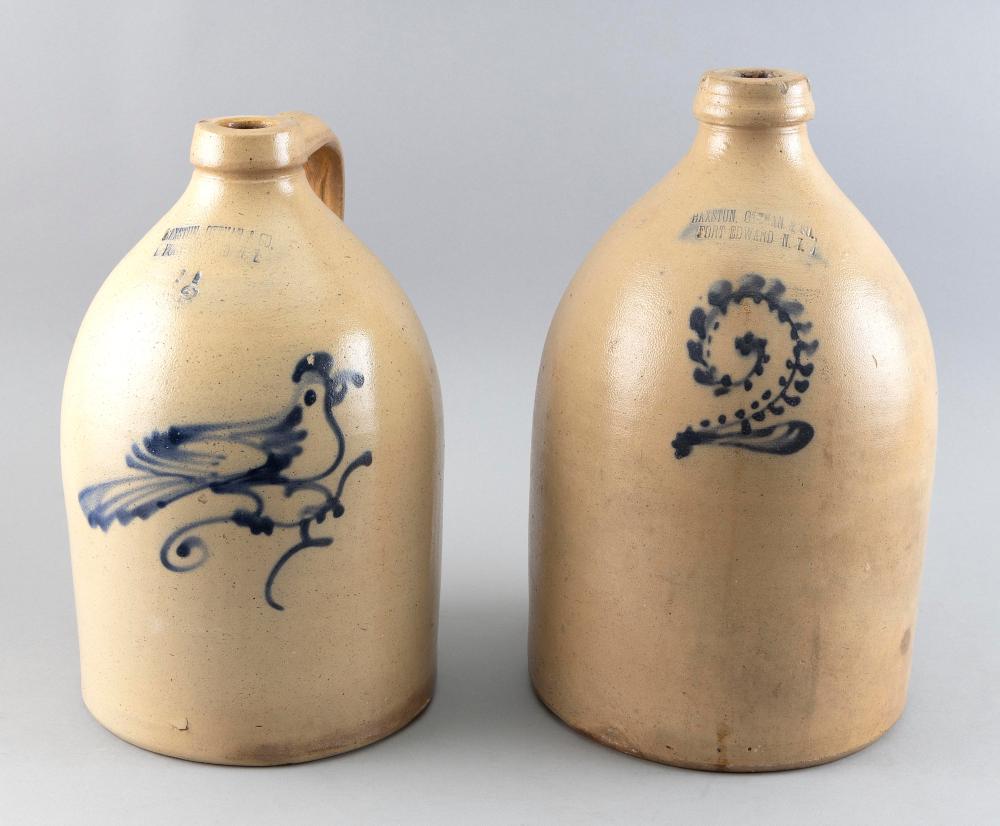 Appraisal: TWO TWO-GALLON STONEWARE JUGS TH CENTURY HEIGHTS AND TWO TWO-GALLON