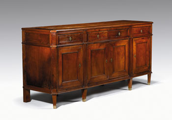 Appraisal: Provincial Directoire cherry sideboard late th century The rectangular top