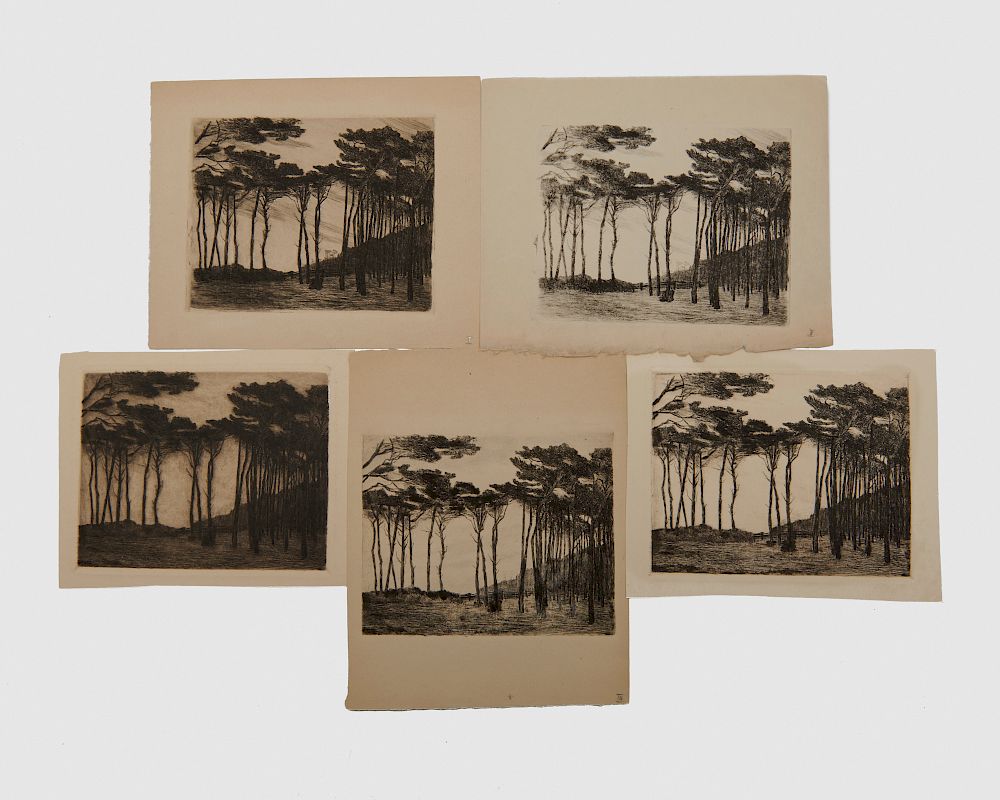 Appraisal: LYONEL FEININGER American German - Untitled Trees five etchings LYONEL