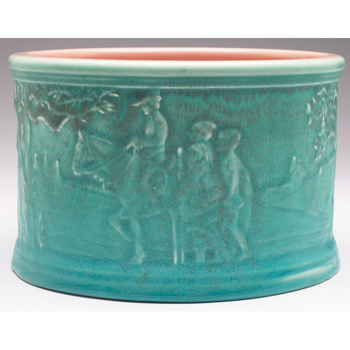 Appraisal: Rookwood bowl large cylindrical shape with a molded landscape and