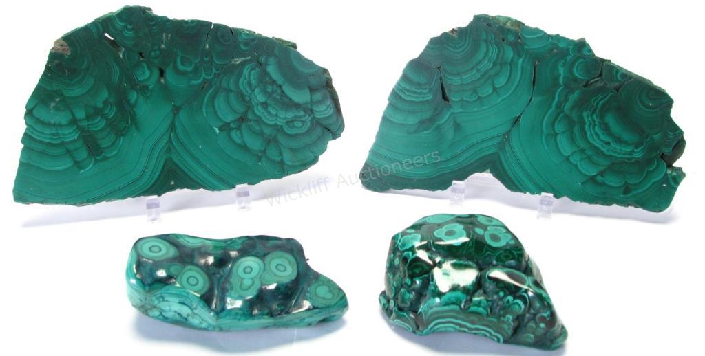 Appraisal: Group of Malachite Specimens four total including two polished in