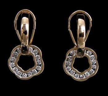 Appraisal: A Pair of Diamond Dangle Earrings k yellow gold omega