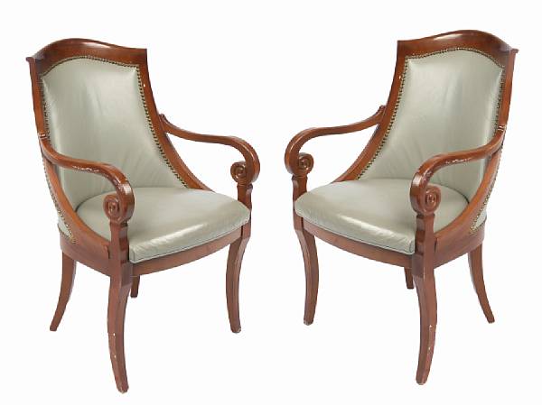 Appraisal: A pair of Empire style armchairs height in width in