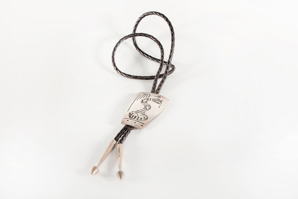 Appraisal: A Lawrence Saufkie Silver Bolo Tie ca - Hopi Lawrence