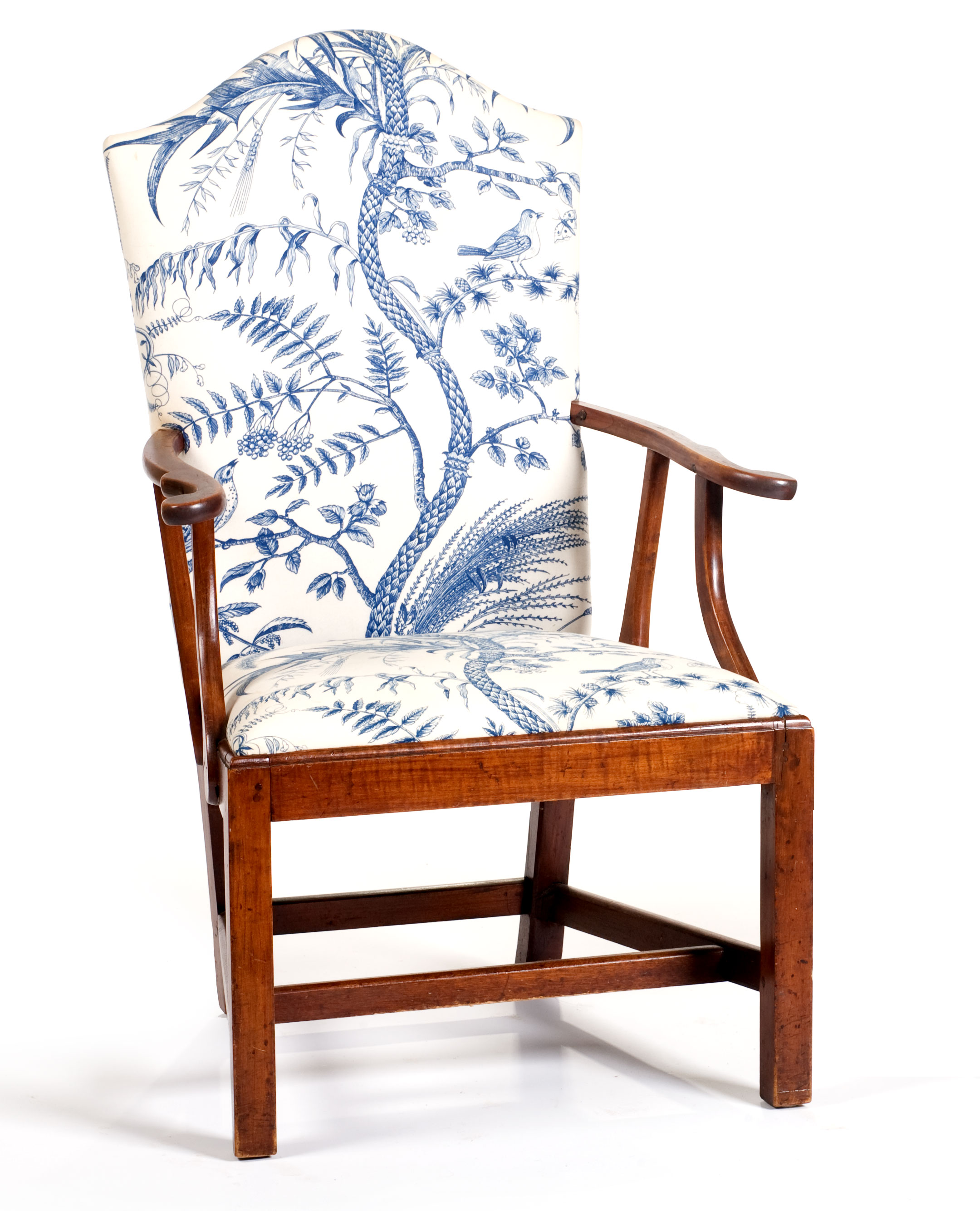 Appraisal: NEW ENGLAND MAPLE COUNTRY CHIPPENDALE LOLLING CHAIR With distinct shaped