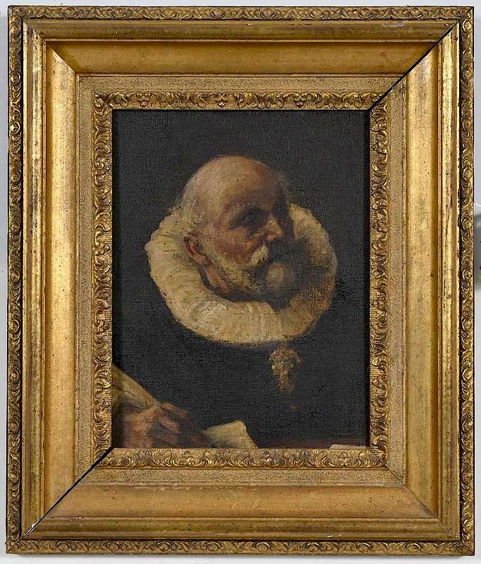 Appraisal: European School Portrait th century Man with Ruffled Collar unsigned