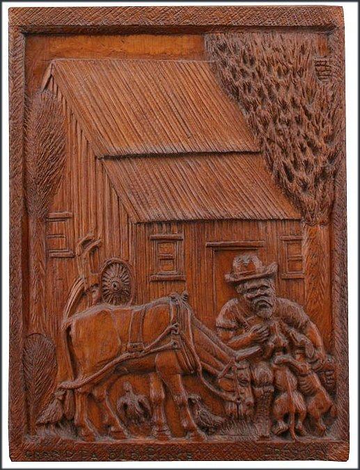 Appraisal: PRESSLEY Daniel American - ''Grandpa's Old Place '' Woodcarving ''