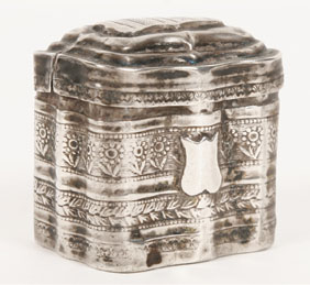 Appraisal: Early Dutch silver shaped trinket or scent box engraved floral