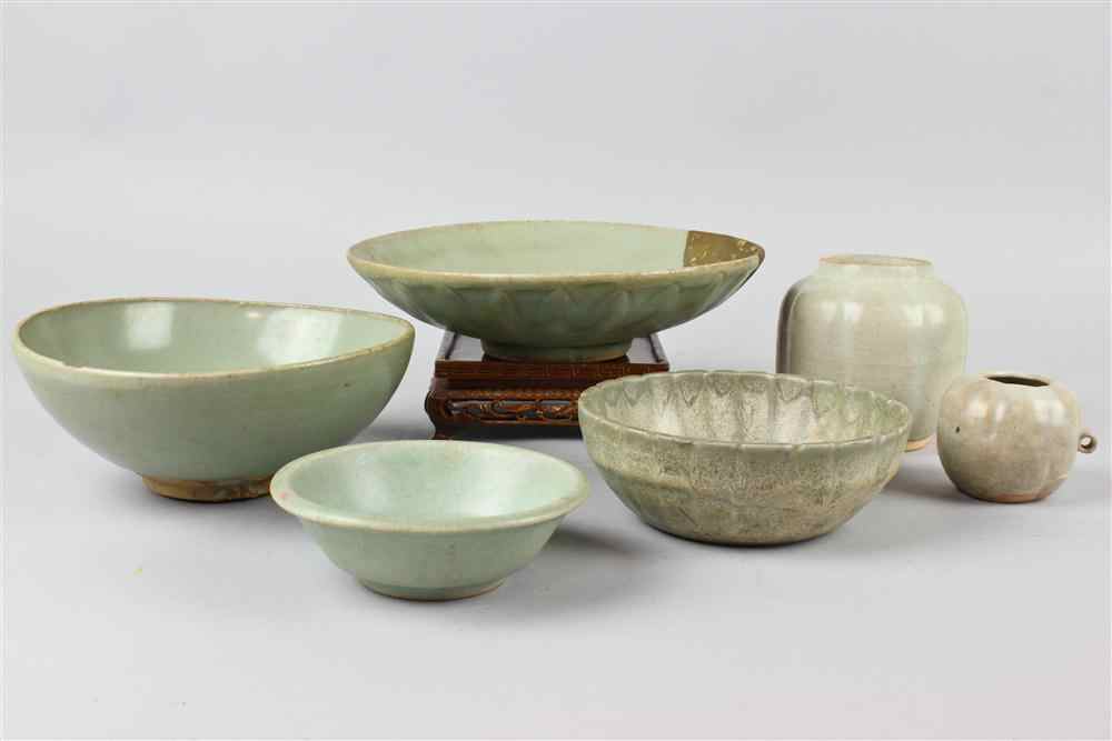 Appraisal: GROUP OF CHINESE CELADON BOWLS AND JARLETS SONG MING DYNASTY