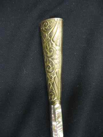 Appraisal: Victorian Gold-Filled Handled Umbrella abalone trim - '' long