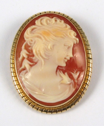 Appraisal: VICTORIAN CAMEO BROOCH PENDANT - in length The cameo portrait