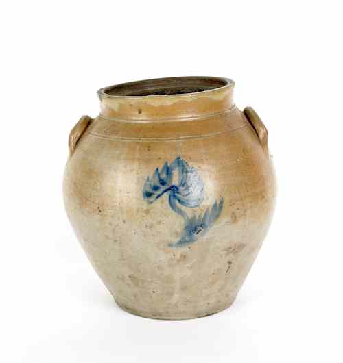 Appraisal: Pennsylvania stoneware crock th c with blue floral decoration h