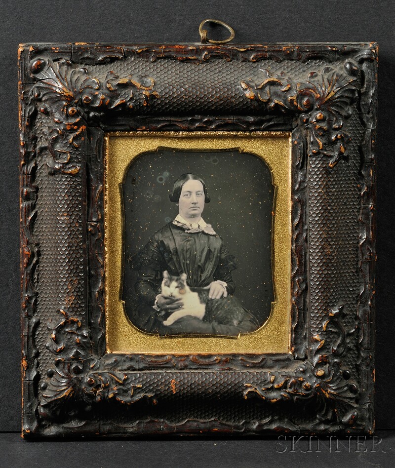 Appraisal: Sixth Plate Daguerreotype Portrait of a Woman with a Cat