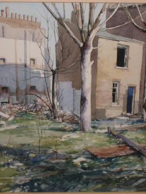 Appraisal: PAUL BISSON - Semi Derelict Houses watercolour and pencil signed