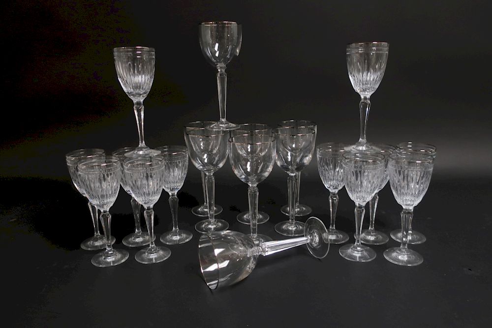 Appraisal: Pieces Waterford Stemware - Silver Rimmed associated patterns twelve are