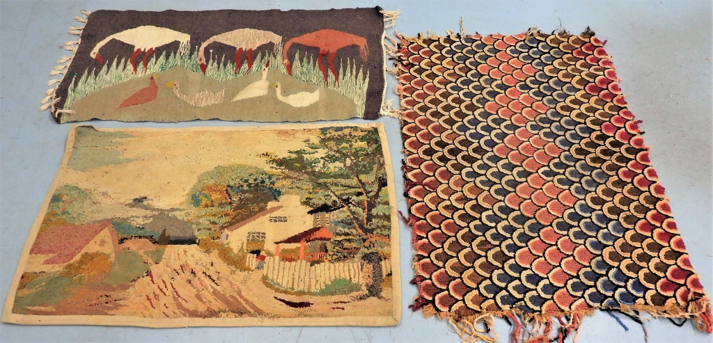 Appraisal: PC PICTORIAL SCATTER HOOK RUGS United States th CenturyIncludes a