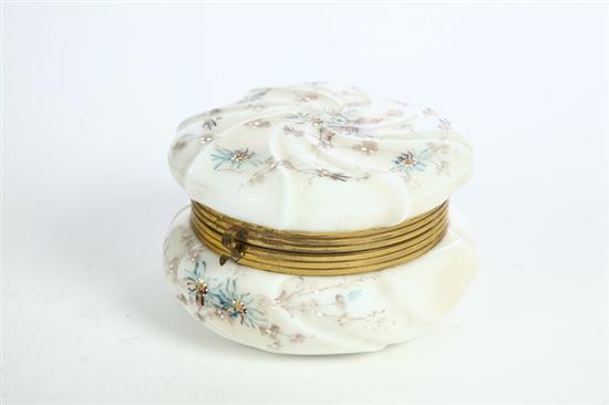 Appraisal: DRESSER JAR Porcelain Wavecrest-type jar with enameled flowers and a