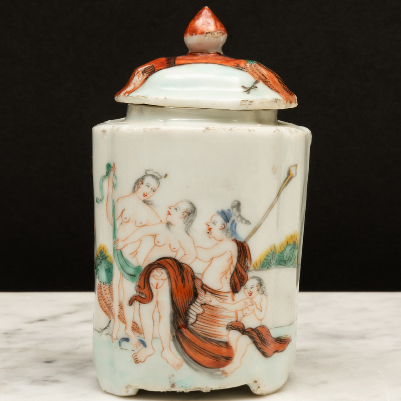 Appraisal: Chinese Export Porcelain 'Judgement of Paris' Tea Caddy and Cover