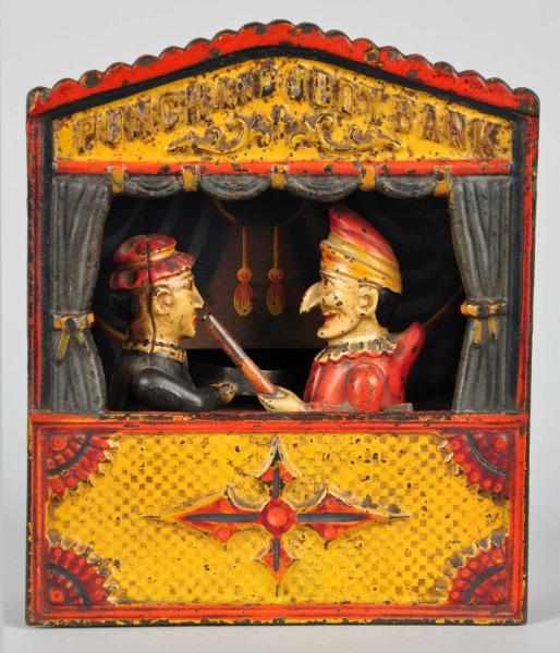 Appraisal: Cast Iron Punch Judy Mechanical Bank Description Manufactured by Shepard