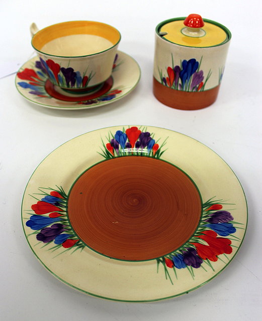 Appraisal: A SMALL QUANTITY OF CLARICE CLIFF CROCUS PATTERN BIZARRE WARE