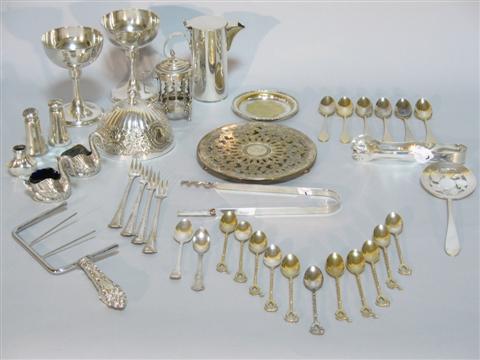 Appraisal: GROUP OF SILVER AND PLATE ITEMS Including salt and pepper