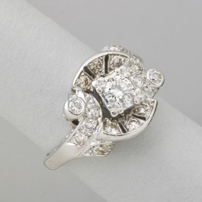 Appraisal: ART DECO DIAMOND AND PLATINUM DINNER RING Round brilliant cut