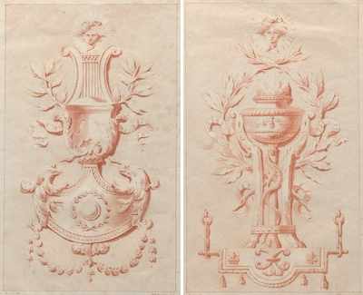 Appraisal: A Pair of Sanguine Lithographs of Architectural Ornaments Chereau Excudit