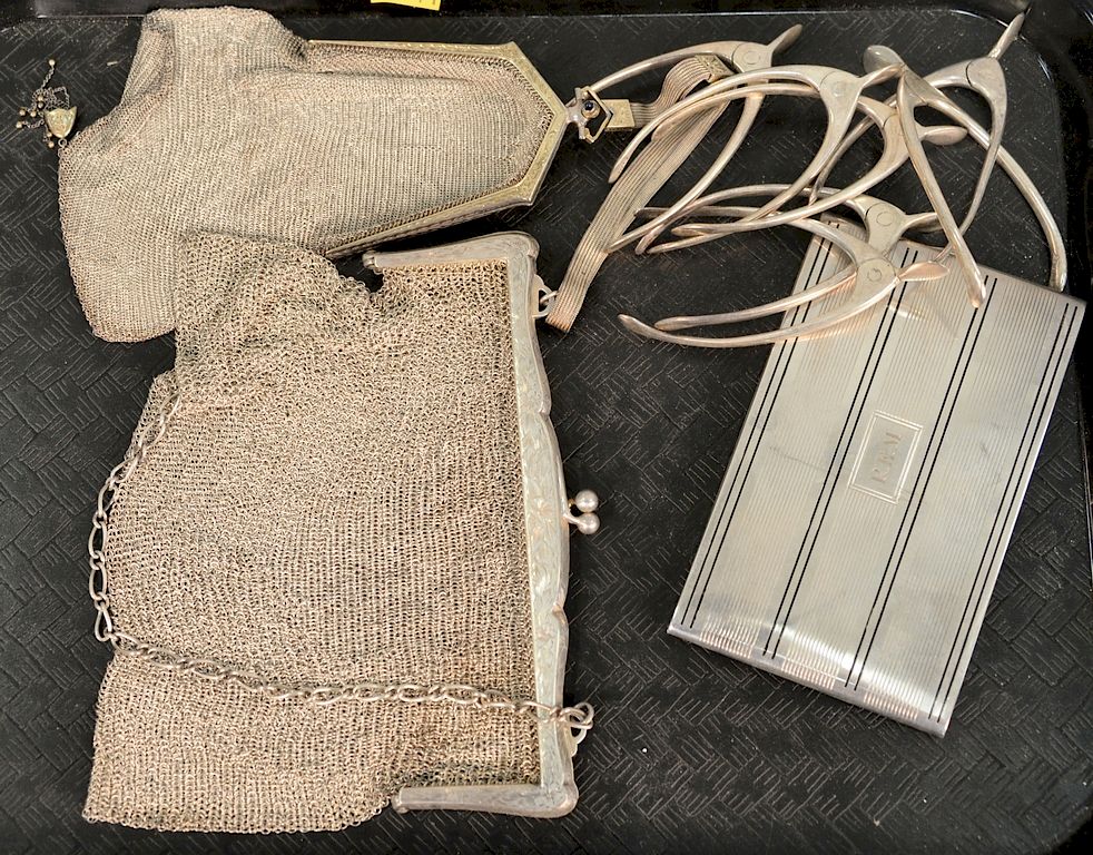 Appraisal: Ten piece silver lot to include two purses one cigar