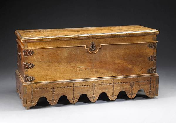 Appraisal: A Spanish Colonial Baroque walnut coffer late th early th