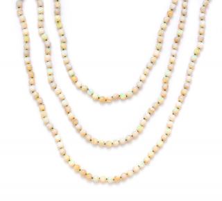 Appraisal: A Single Strand Opal Bead Necklace A Single Strand Opal