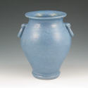 Appraisal: Matte blue vase with ring handles Unmarked Mint tall