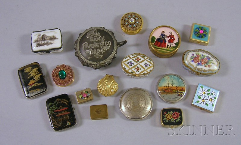 Appraisal: Seventeen Assorted Decorated Small Boxes and Containers including enameled ceramic