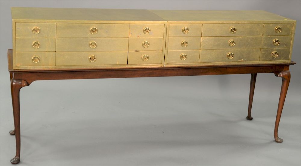 Appraisal: Pair of Kittinger gilt custom chests on stand having fitted