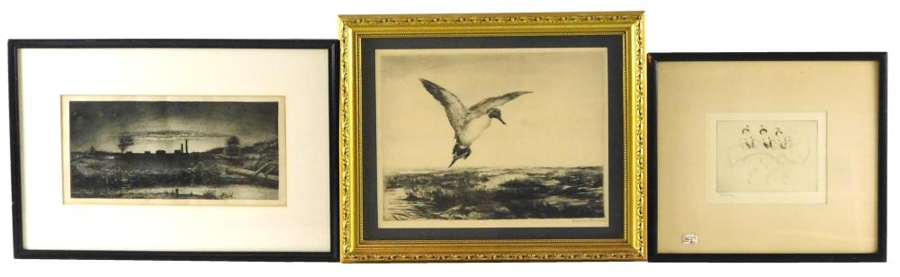 Appraisal: Three framed prints one by John H Bostwich United States