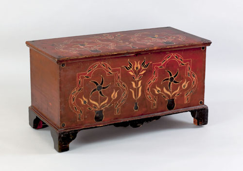 Appraisal: Pennsylvania painted pine dower chest early th c the lid