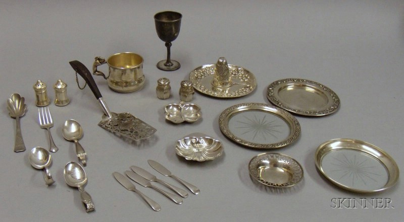 Appraisal: Group of Sterling and Silver Plated Silver Decorative and Serving