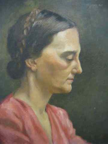 Appraisal: Elizabeth Hall portrait of a lady oil onmasonite unframed ''